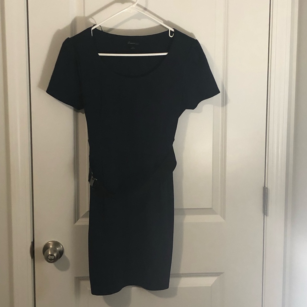 Navy blue dress with black belt - Large